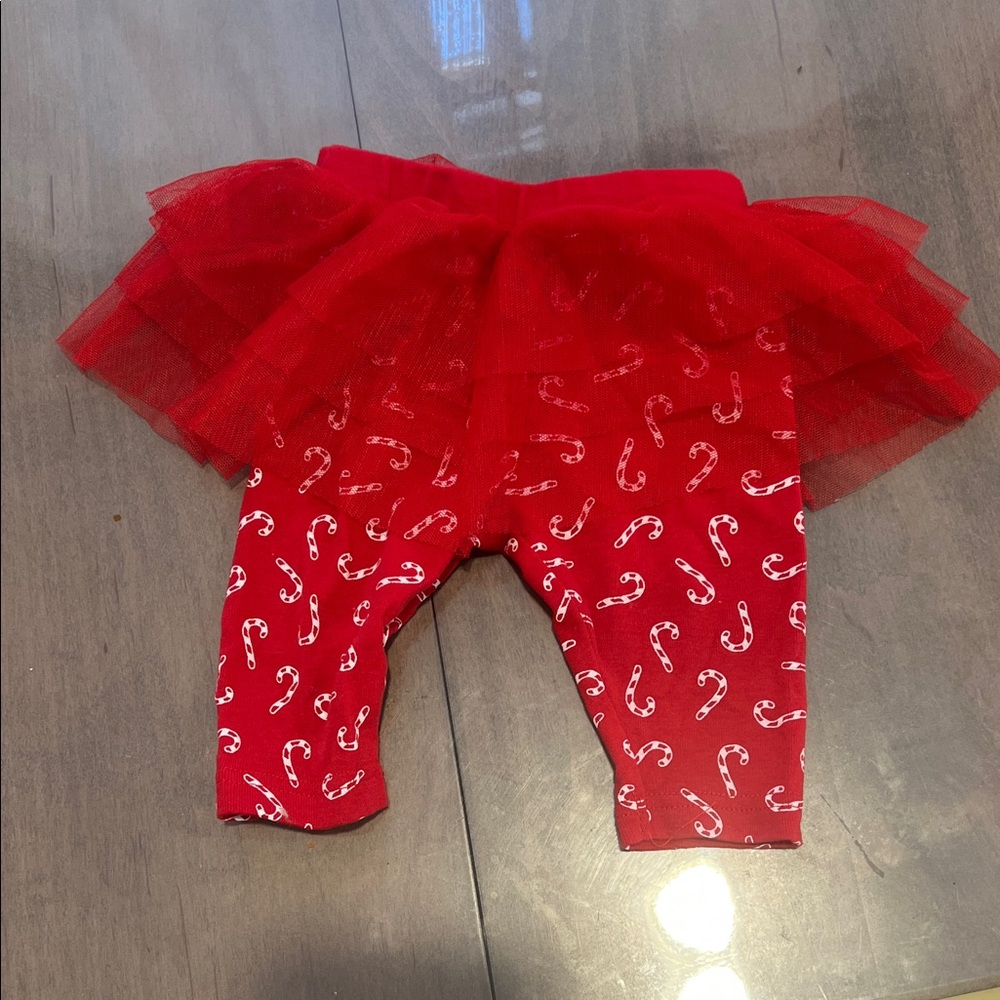 Carter's Red Tulle pants and tutu with candy cane print